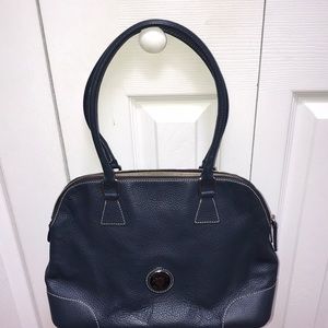 Dooney and Bourke Navy Blue Pebble Leather Domed Satchel
